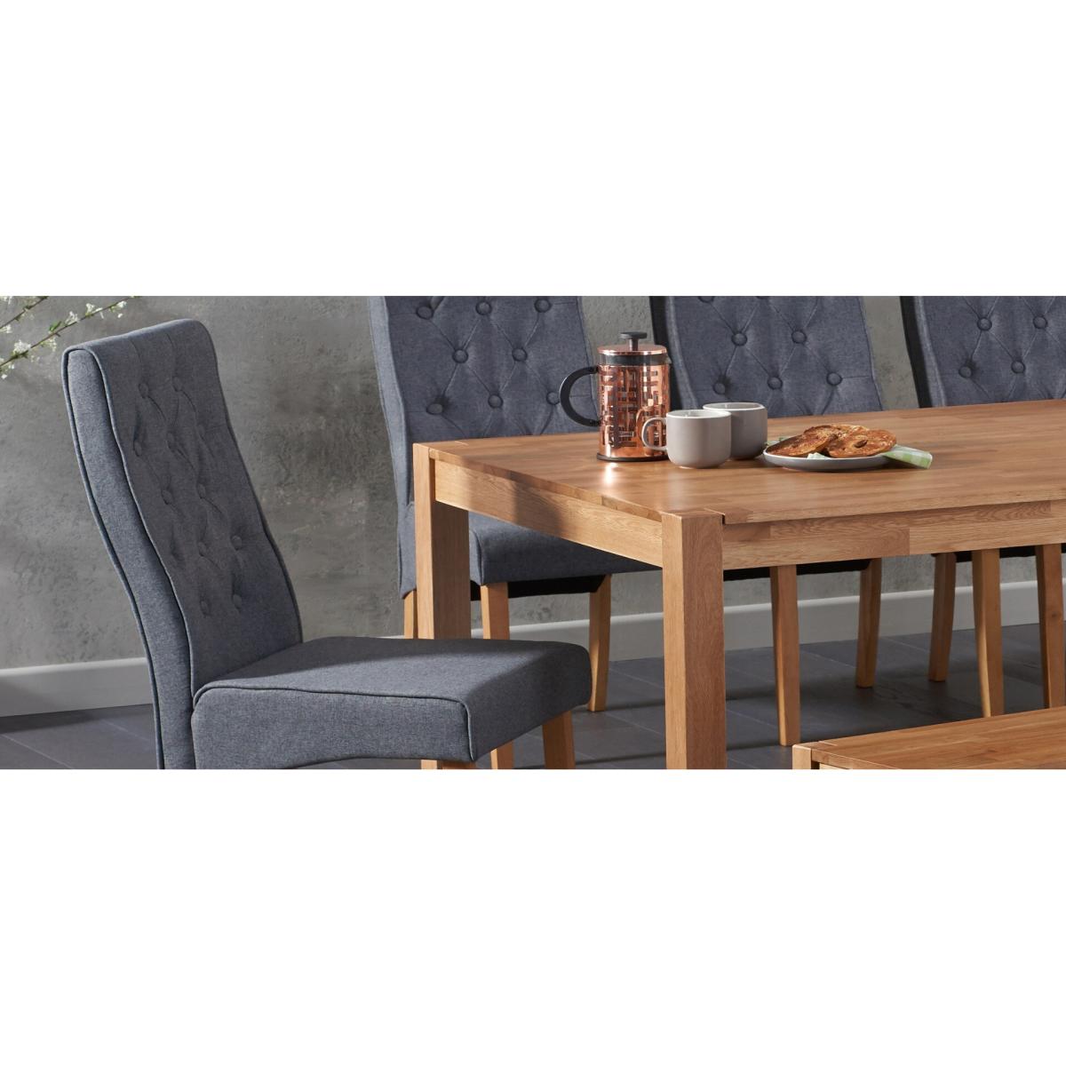 York 120cm Solid Oak Dining Table with 4 Grey Maya Chairs with 1 Oak Bench – image 7
