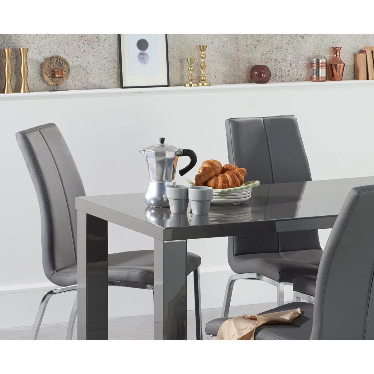 Atlanta 120cm Dark Grey High Gloss Dining Table With 6 Grey Cavello Chairs – image 2