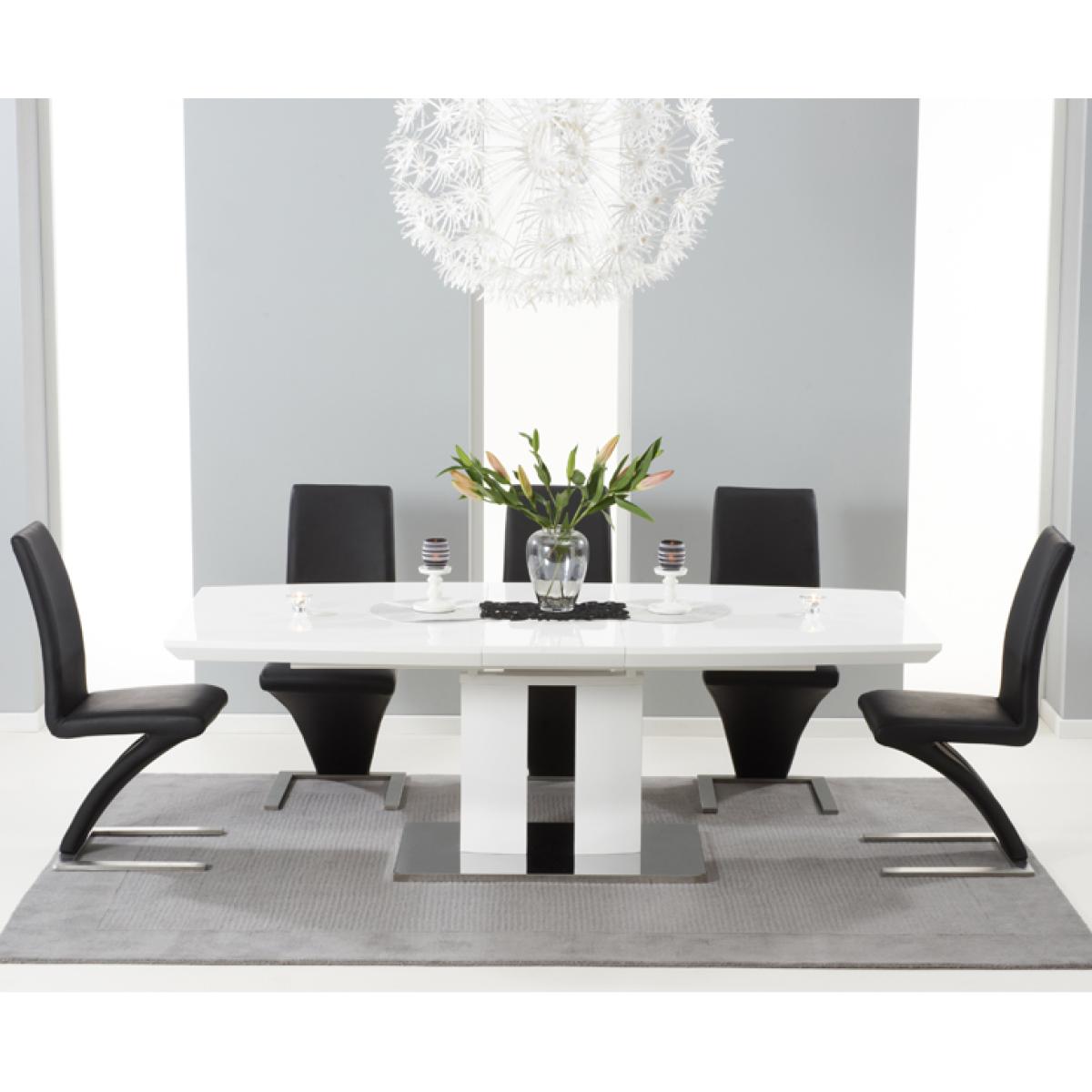 Extending Richmond 180cm White High Gloss Dining Table With 4 White Aldo Chairs – image 2