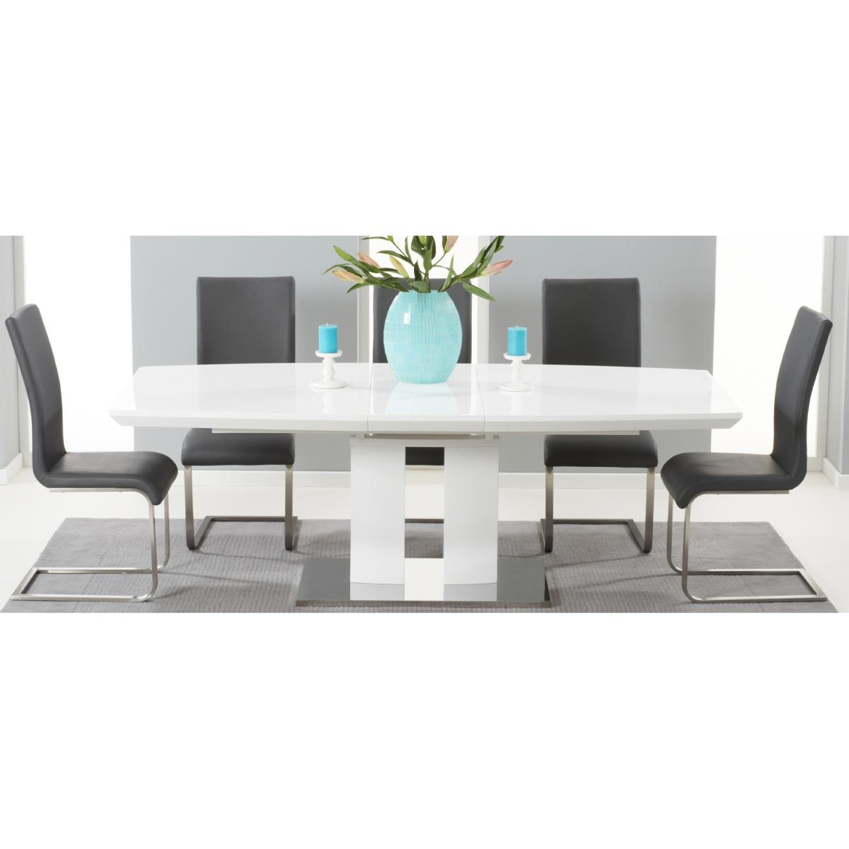 Extending Richmond 180cm White High Gloss Dining Table With 4 White Aldo Chairs – image 14