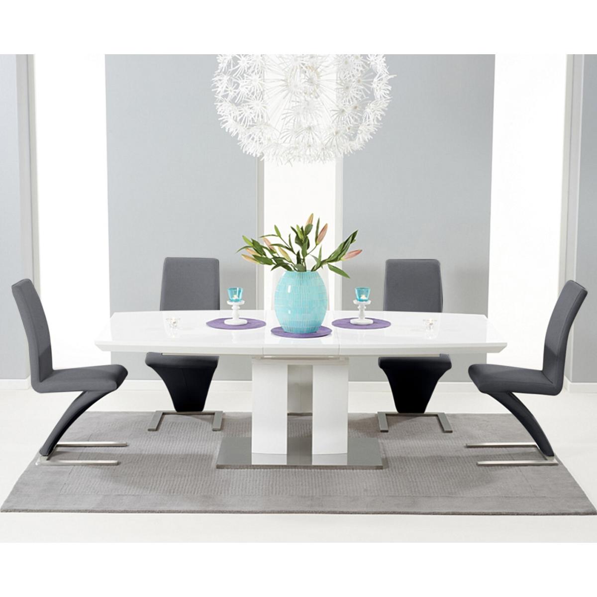 Extending Richmond 180cm White High Gloss Dining Table With 4 White Aldo Chairs – image 3