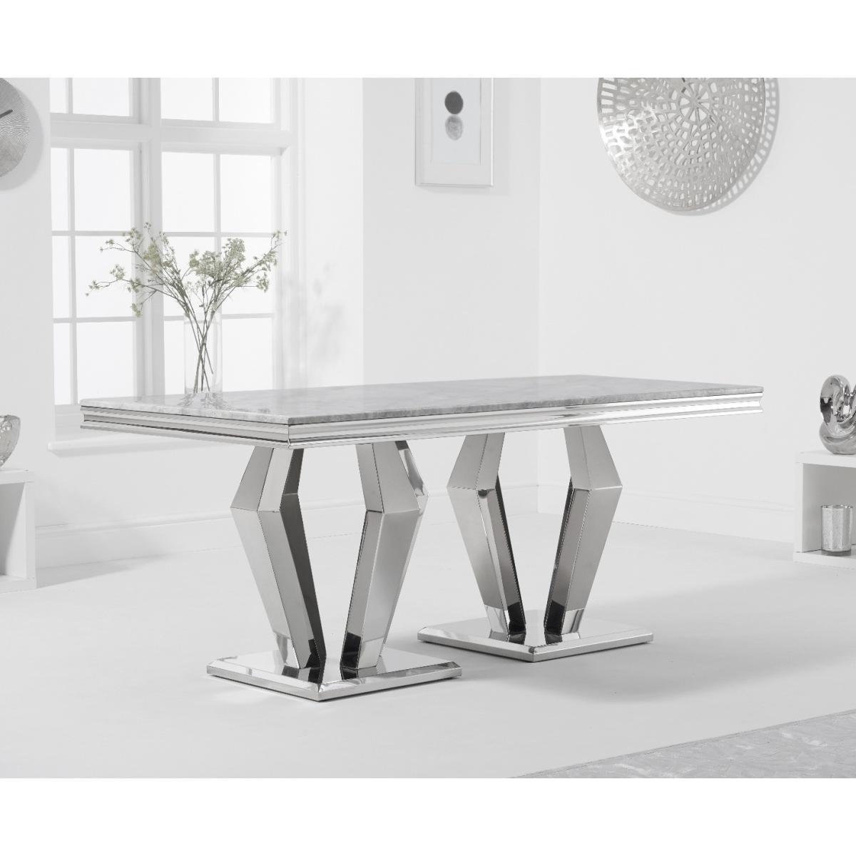 Viscount 180cm Marble Dining Table with Giovanni Velvet Chairs - Blue, 6 Chairs – image 4