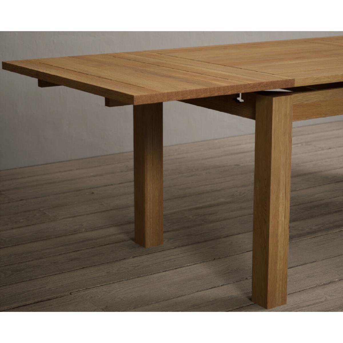 Extending Hampshire 180cm Solid Oak Dining Table With 12 Linen X Back Chairs – image 37
