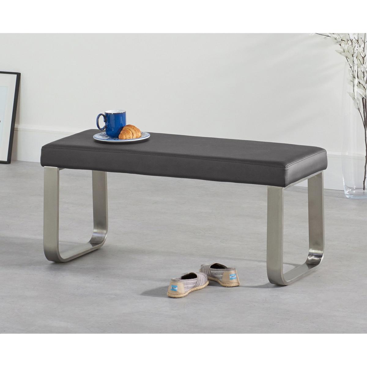 Seattle 120cm Dark Grey High Gloss Dining Table with 2 Grey Austin Chairs with 1 Grey Bench – image 16