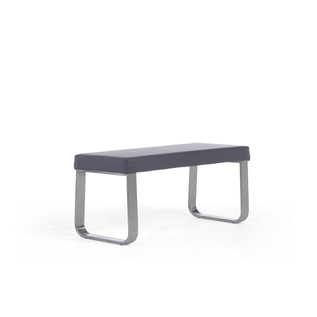 Seattle 120cm Dark Grey High Gloss Dining Table with 2 Grey Austin Chairs with 1 Grey Bench – image 19