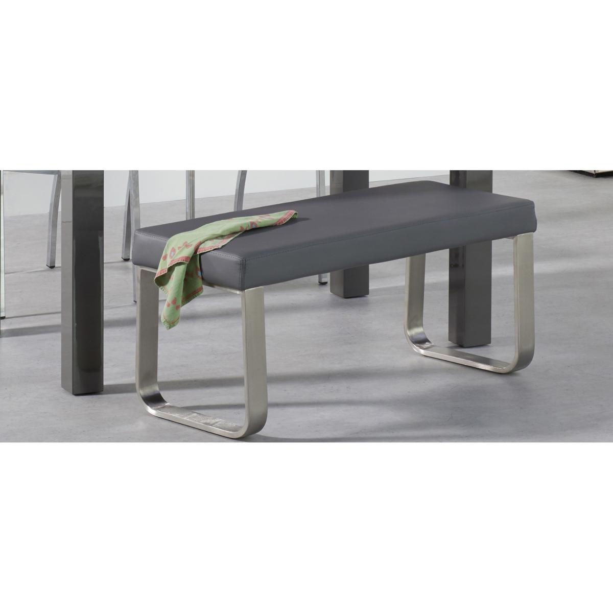 Seattle 120cm Dark Grey High Gloss Dining Table with 2 Grey Austin Chairs with 1 Grey Bench – image 21