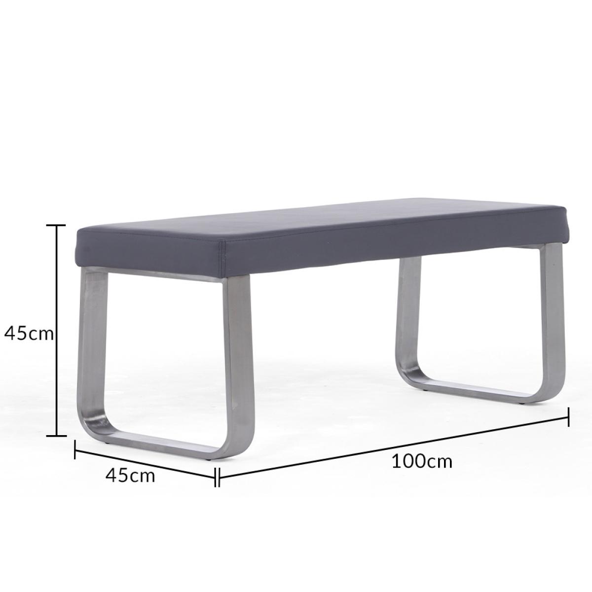 Seattle 120cm Dark Grey High Gloss Dining Table with 2 Grey Austin Chairs with 1 Grey Bench – image 23