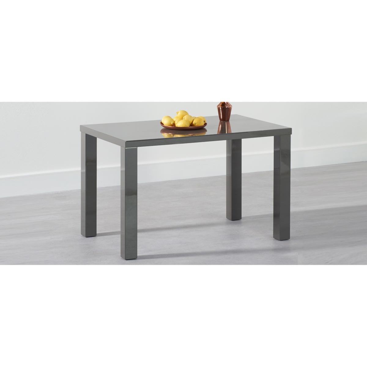 Seattle 120cm Dark Grey High Gloss Dining Table with 2 Grey Austin Chairs with 1 Grey Bench – image 7