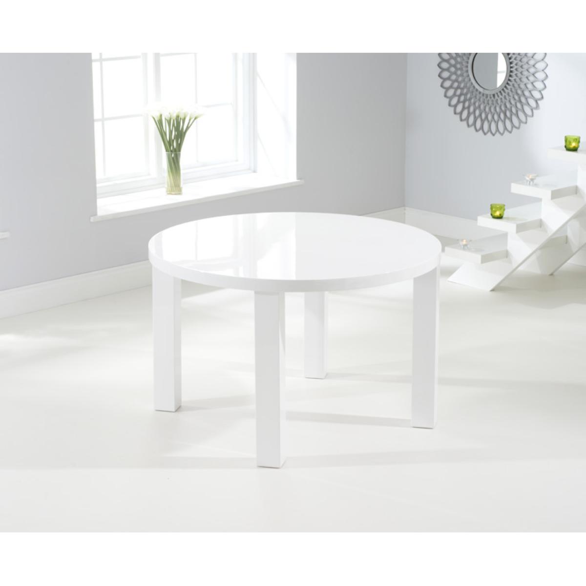 Atlanta 120cm Round White High Gloss Dining Table With 4 Black Cavello Chairs – image 2