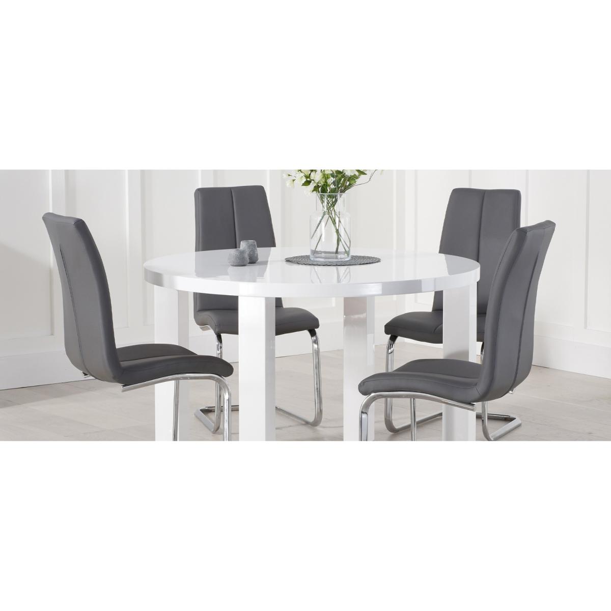 Atlanta 120cm Round White High Gloss Dining Table With 4 Black Cavello Chairs – image 13