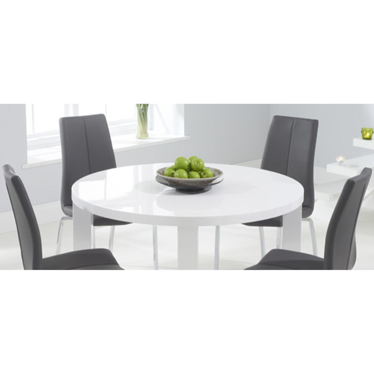 Atlanta 120cm Round White High Gloss Dining Table With 4 Black Cavello Chairs – image 7