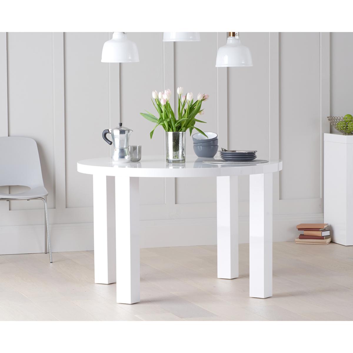 Atlanta 120cm Round White High Gloss Dining Table With 4 Black Cavello Chairs – image 10
