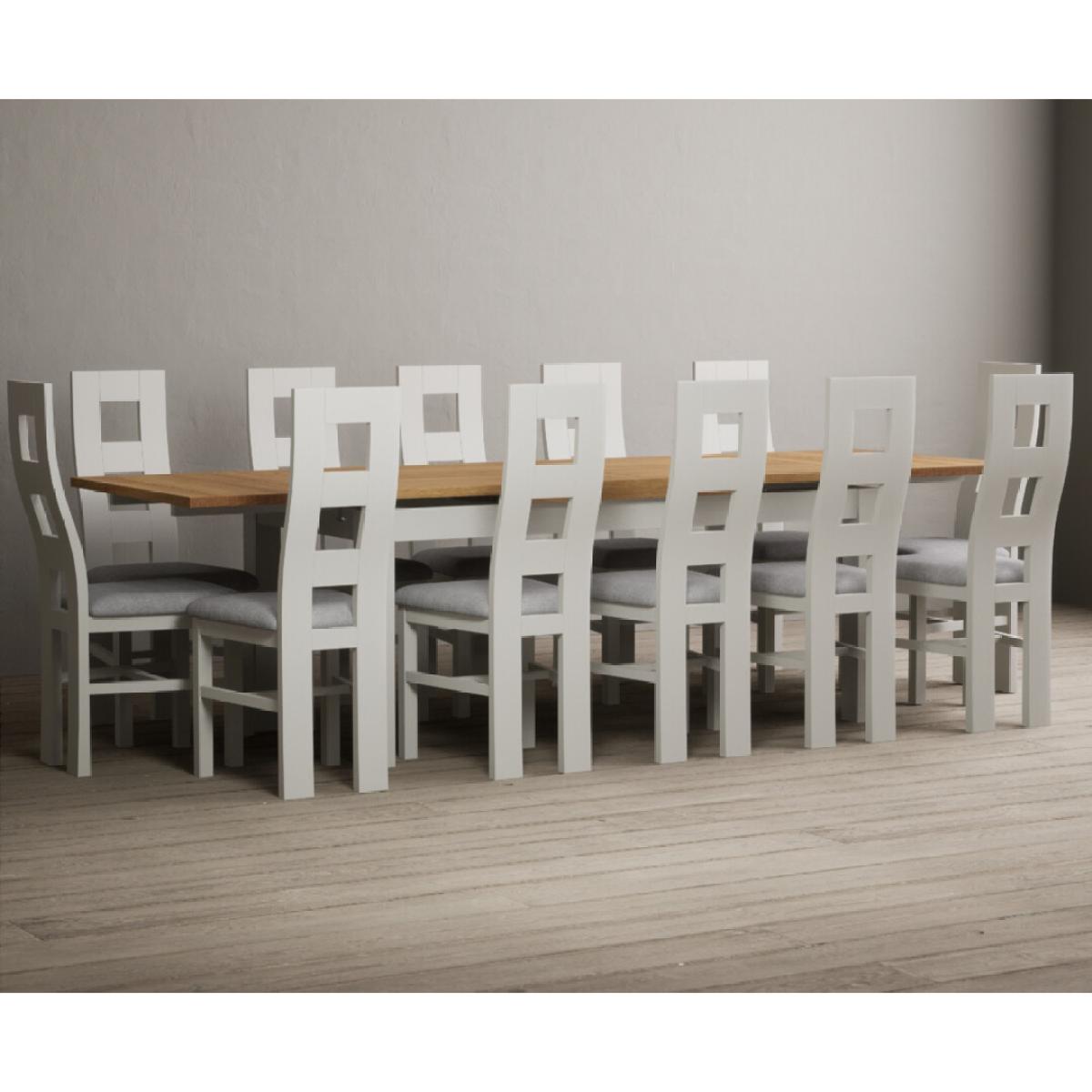 Extending Hampshire 180cm Oak and Signal White Dining Table with 10 Linen Flow Back Chairs – image 18