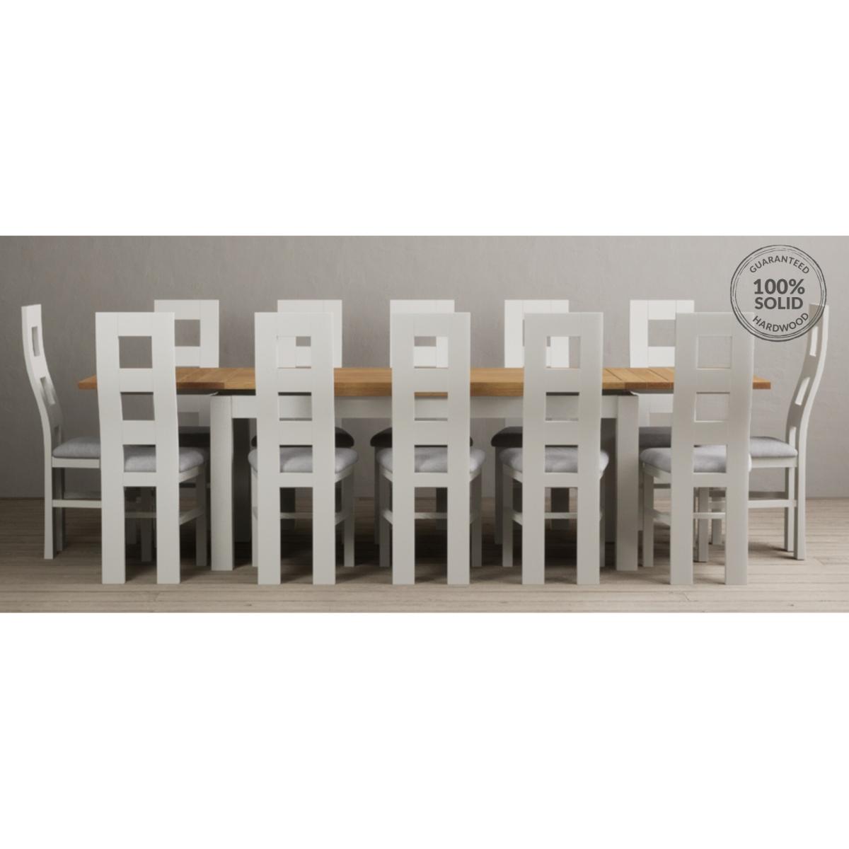 Extending Hampshire 180cm Oak and Signal White Dining Table with 10 Linen Flow Back Chairs – image 20