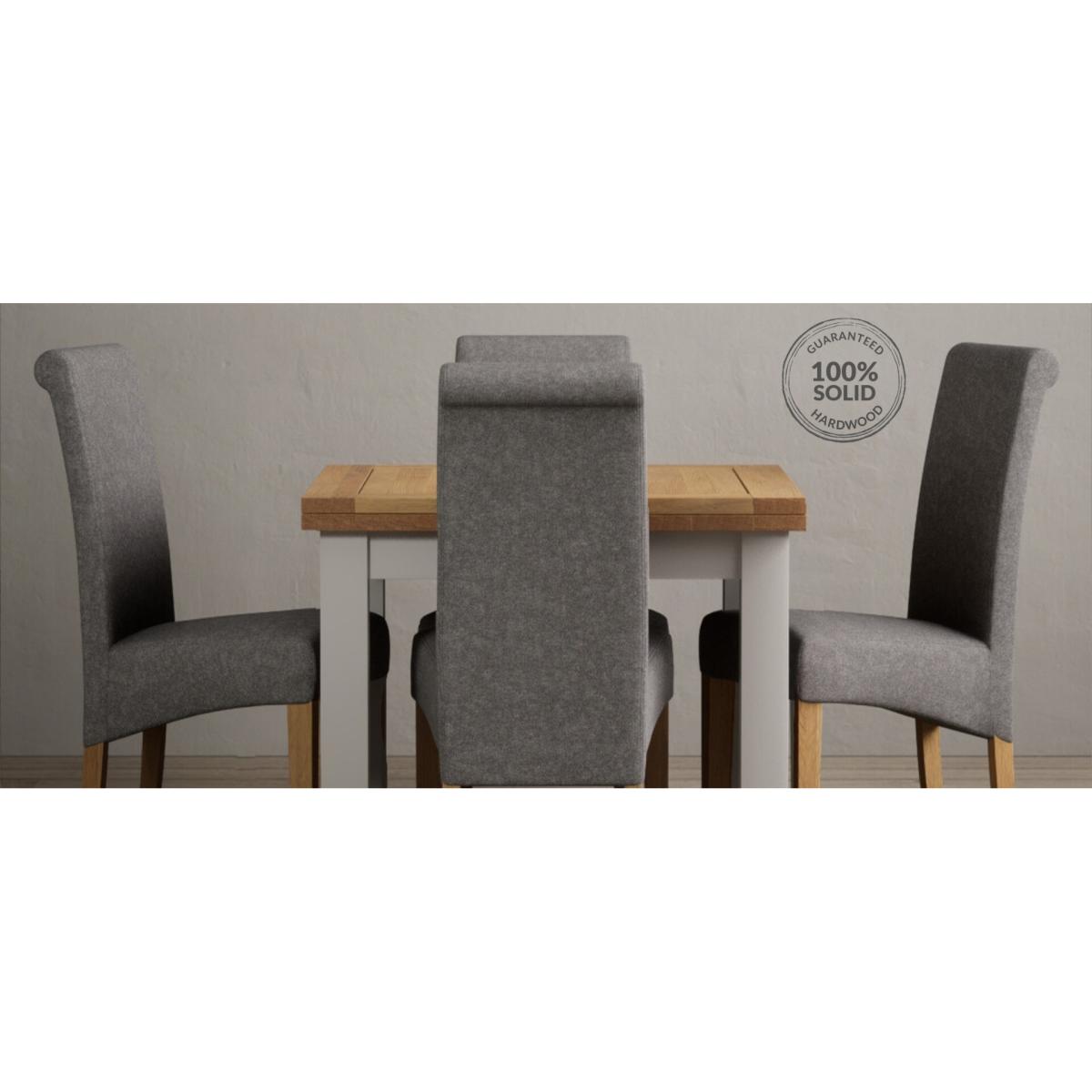 Extending Buxton 90cm Oak and Soft White Painted Dining Table with 4 Brown Scroll Back Chairs – image 11