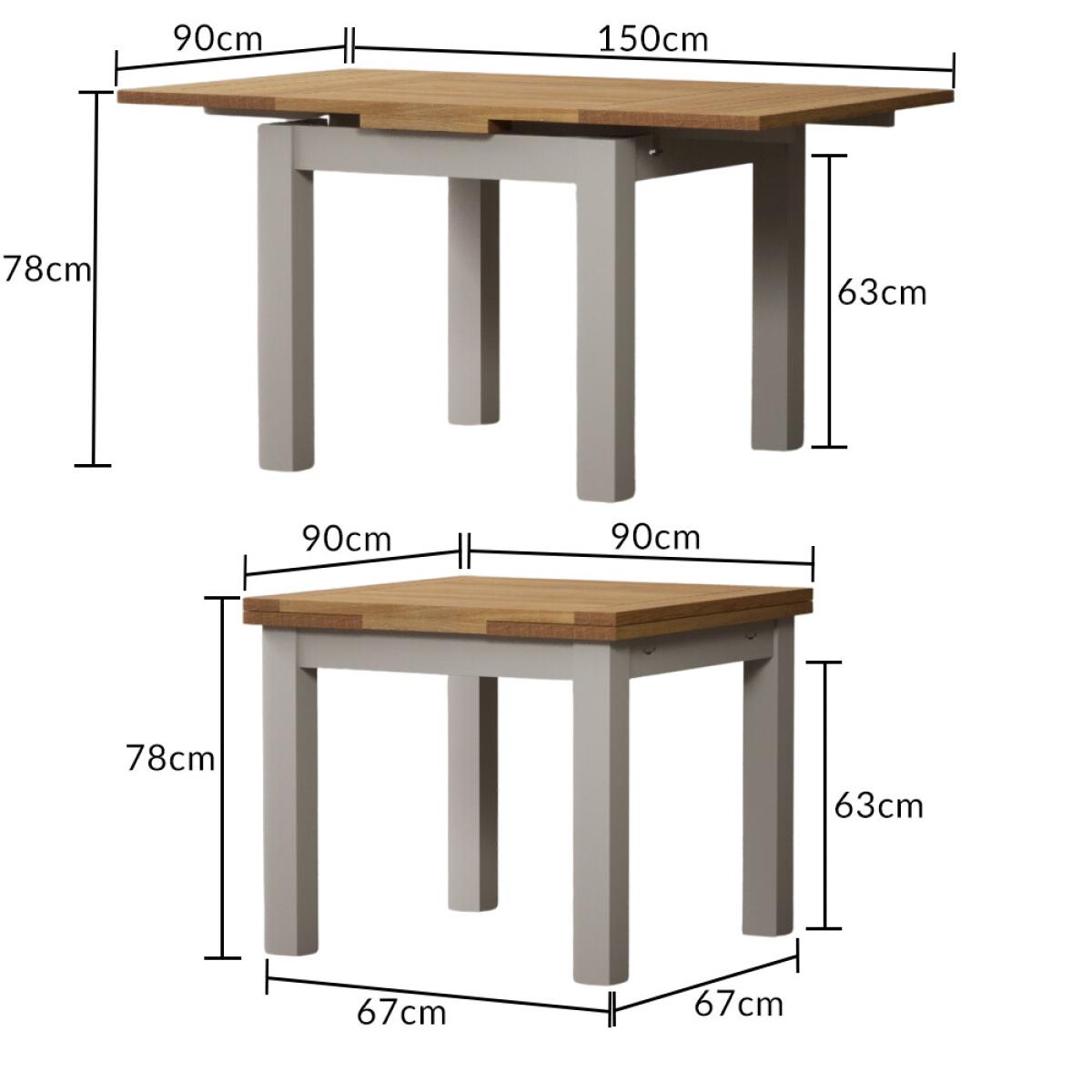 Extending Buxton 90cm Oak and Soft White Painted Dining Table with 4 Brown Scroll Back Chairs – image 20