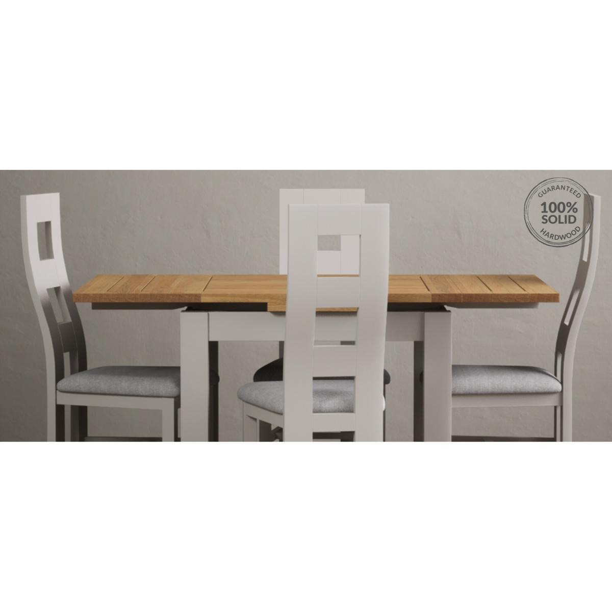 Extending Buxton 90cm Oak and Soft White Painted Dining Table with 4 Brown Scroll Back Chairs – image 21