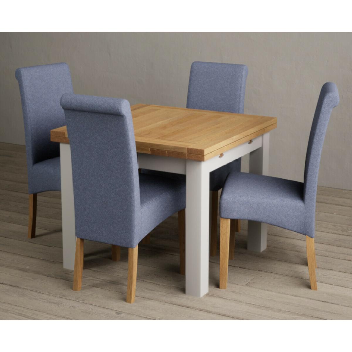 Extending Buxton 90cm Oak and Soft White Painted Dining Table with 4 Brown Scroll Back Chairs – image 4