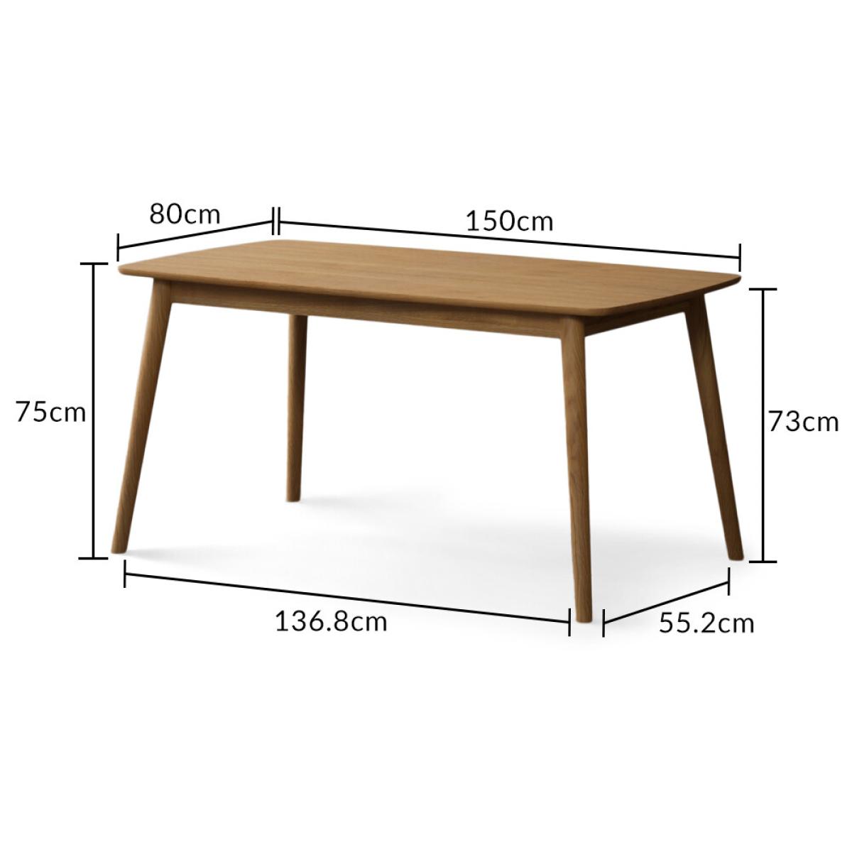 Nordic 150cm Solid Oak Dining Table with 4 Grey Nordic Chairs and 2 Grey Nordic Benches – image 19