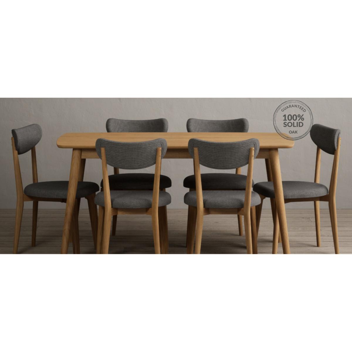 Nordic 150cm Solid Oak Dining Table with 4 Grey Nordic Chairs and 2 Grey Nordic Benches – image 20