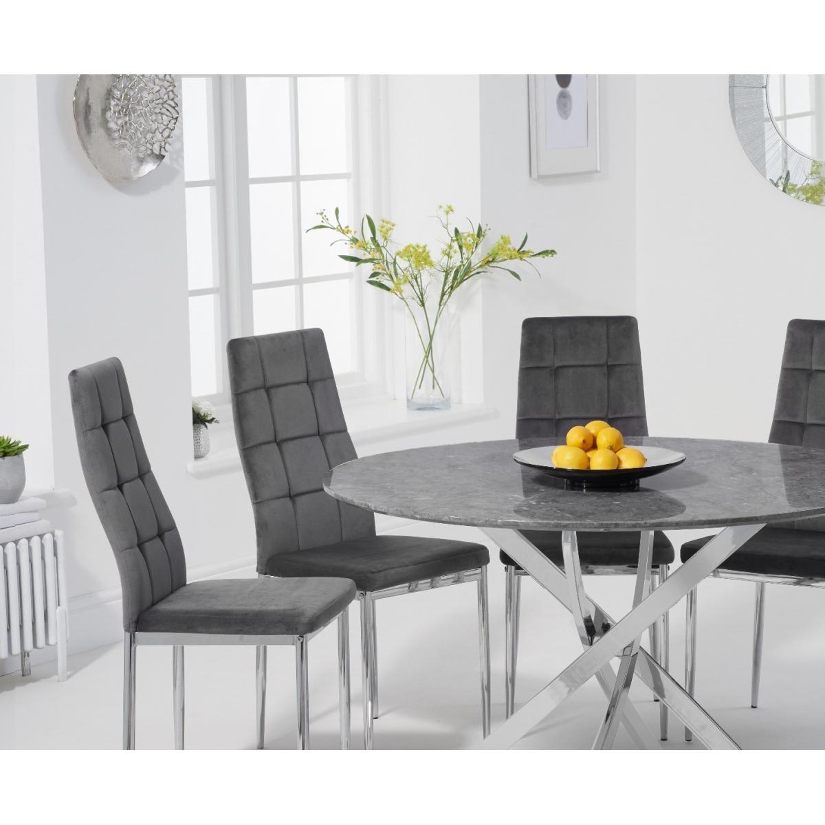 Carter 120cm Round Grey Marble Table with Melissa Chairs - Grey, 4 Chairs – image 2