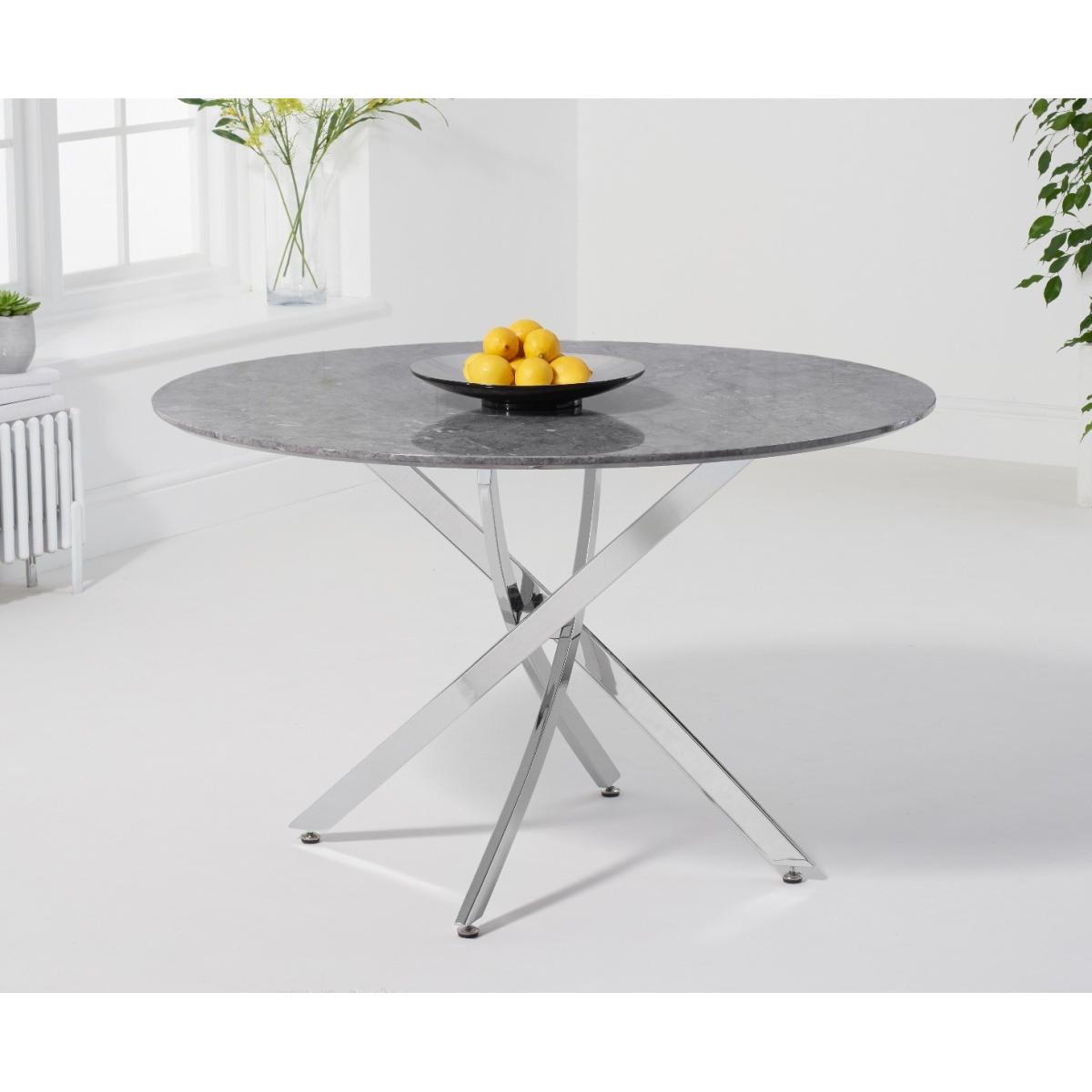 Carter 120cm Round Grey Marble Table with Melissa Chairs - Grey, 4 Chairs – image 3