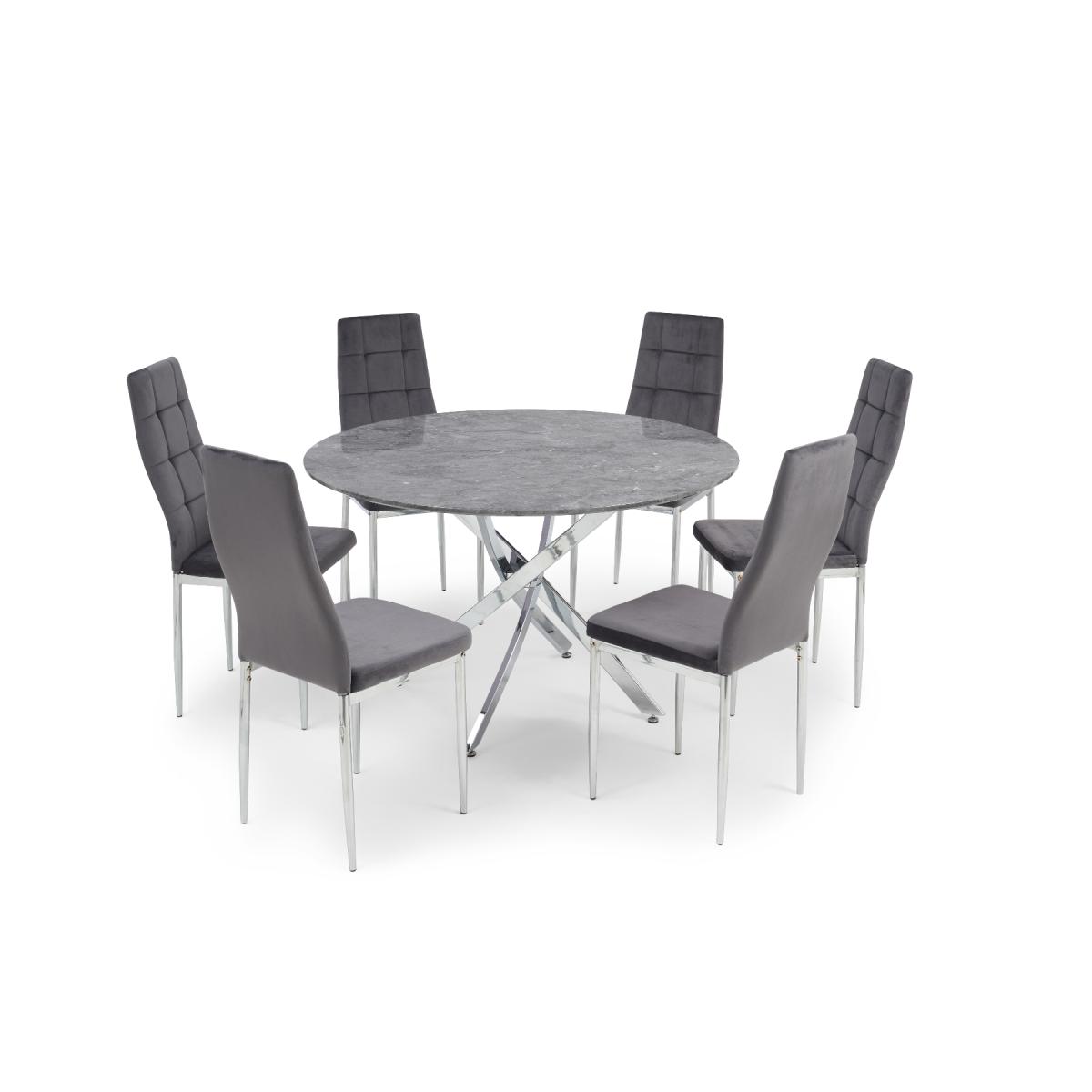 Carter 120cm Round Grey Marble Table with Melissa Chairs - Grey, 4 Chairs – image 4