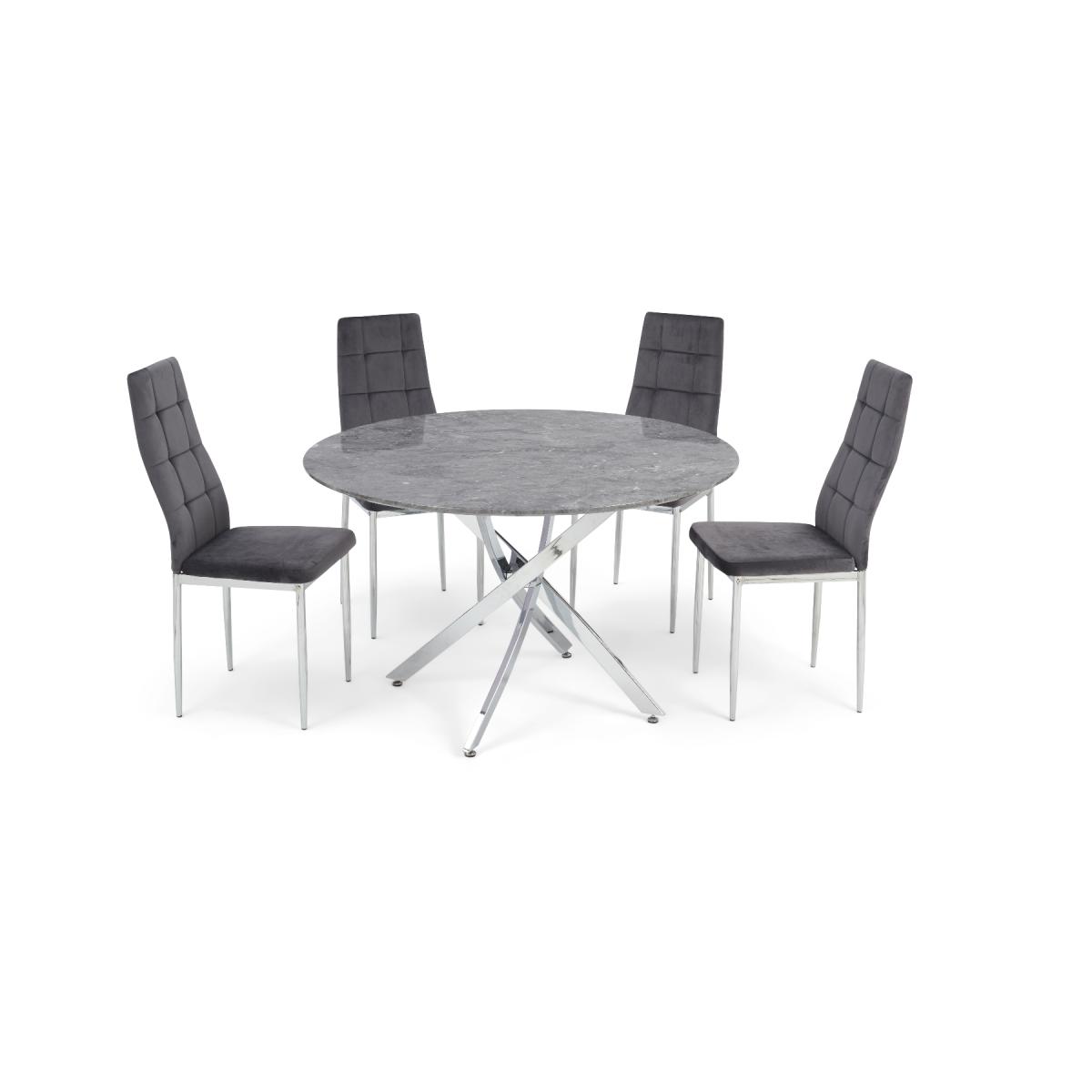 Carter 120cm Round Grey Marble Table with Melissa Chairs - Grey, 4 Chairs – image 7