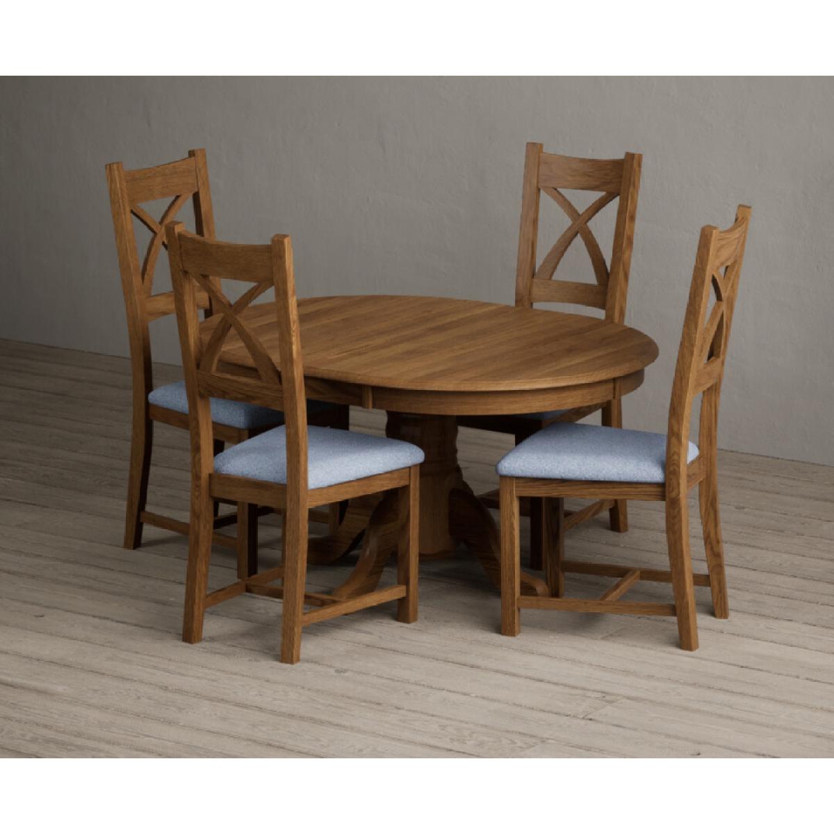 Extending Hertford 100cm - 130cm Rustic Oak Pedestal Dining Table with 4 Rustic Oak Rustic Solid Oak Chairs – image 14