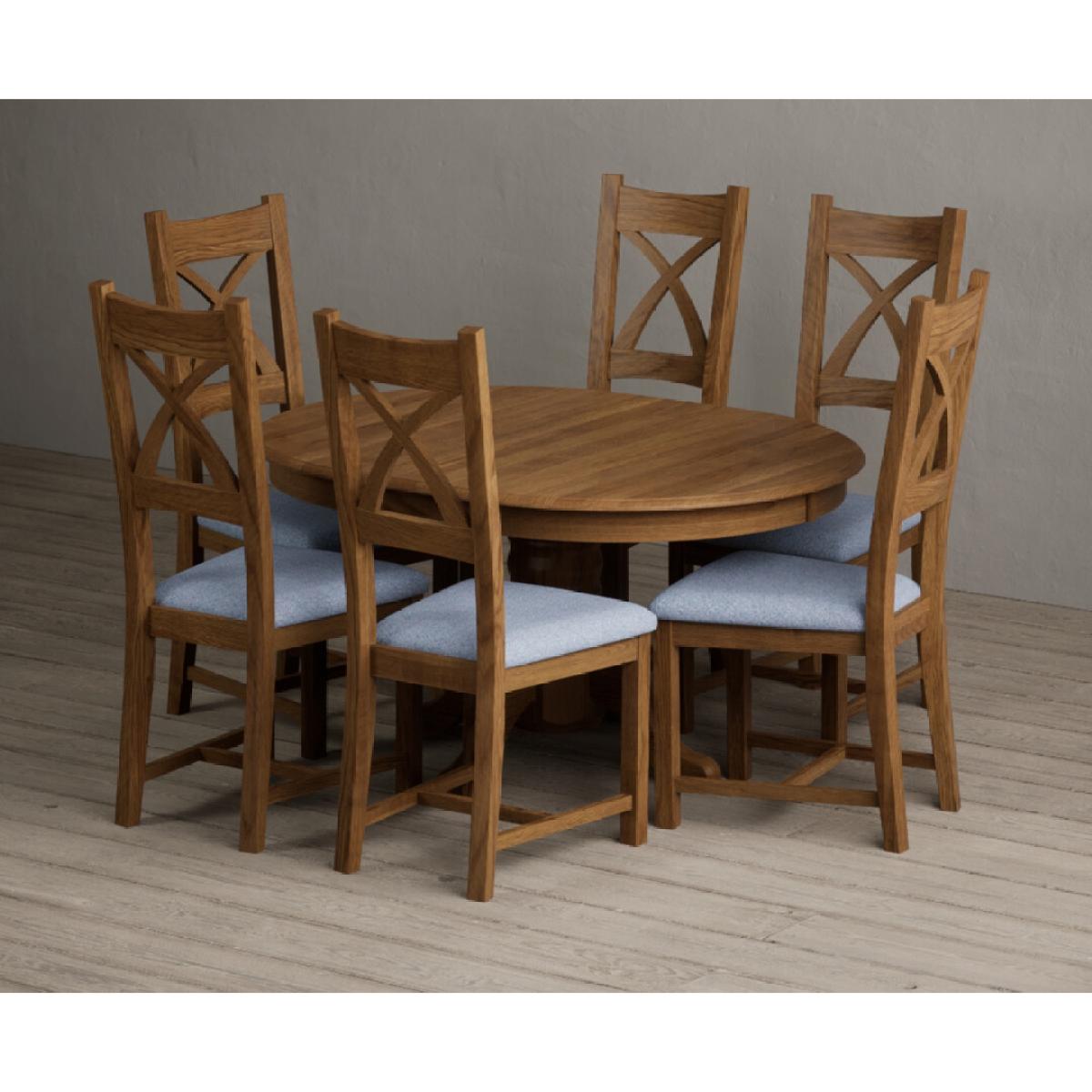 Extending Hertford 100cm - 130cm Rustic Oak Pedestal Dining Table with 4 Rustic Oak Rustic Solid Oak Chairs – image 17