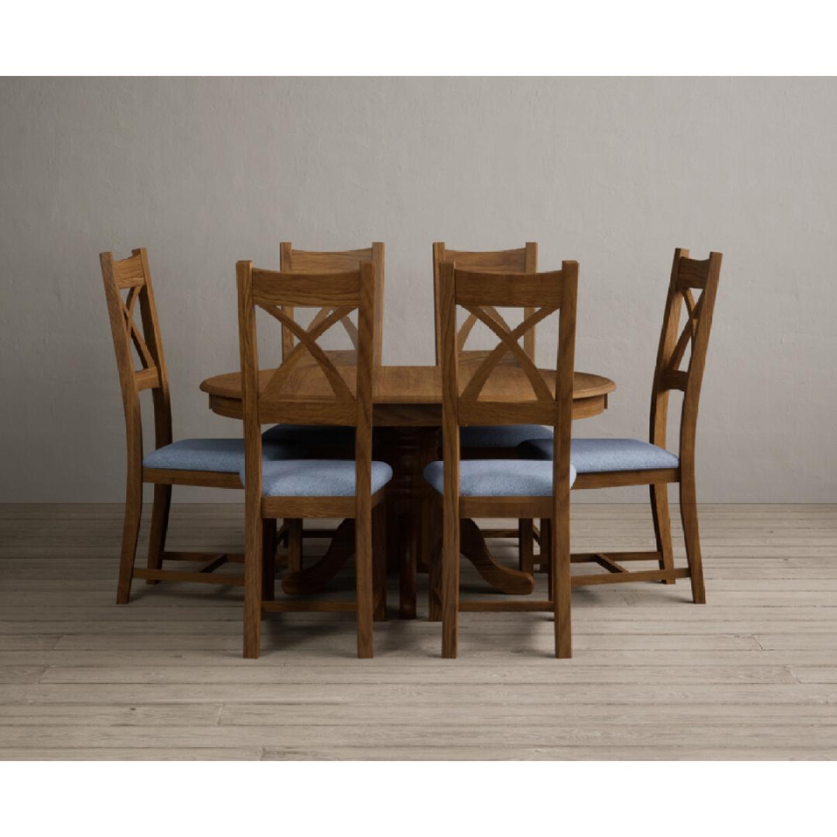 Extending Hertford 100cm - 130cm Rustic Oak Pedestal Dining Table with 4 Rustic Oak Rustic Solid Oak Chairs – image 18