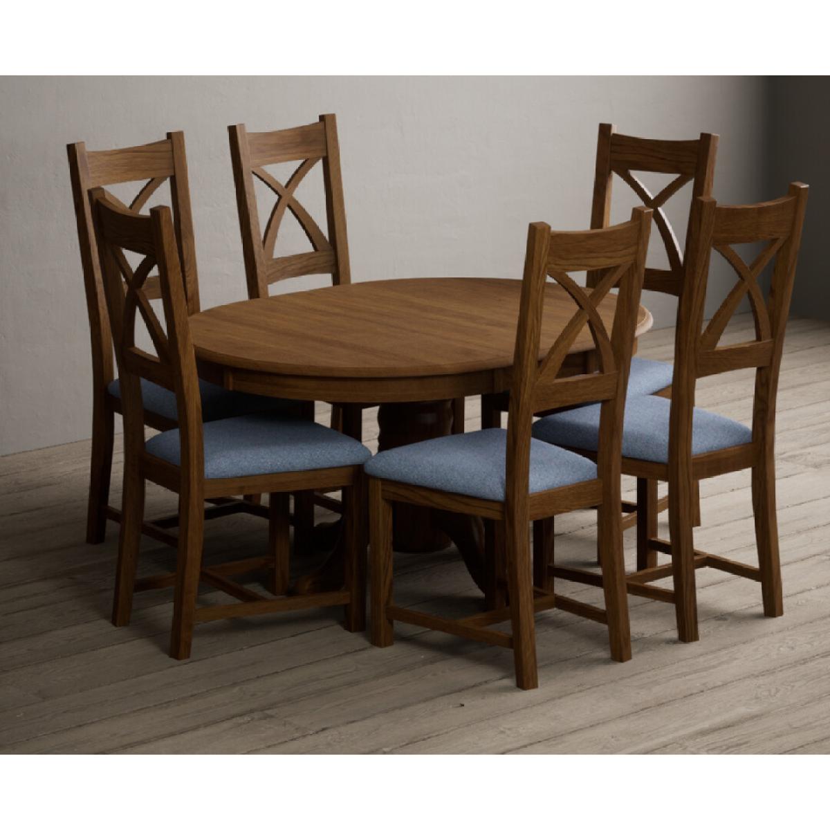 Extending Hertford 100cm - 130cm Rustic Oak Pedestal Dining Table with 4 Rustic Oak Rustic Solid Oak Chairs – image 19