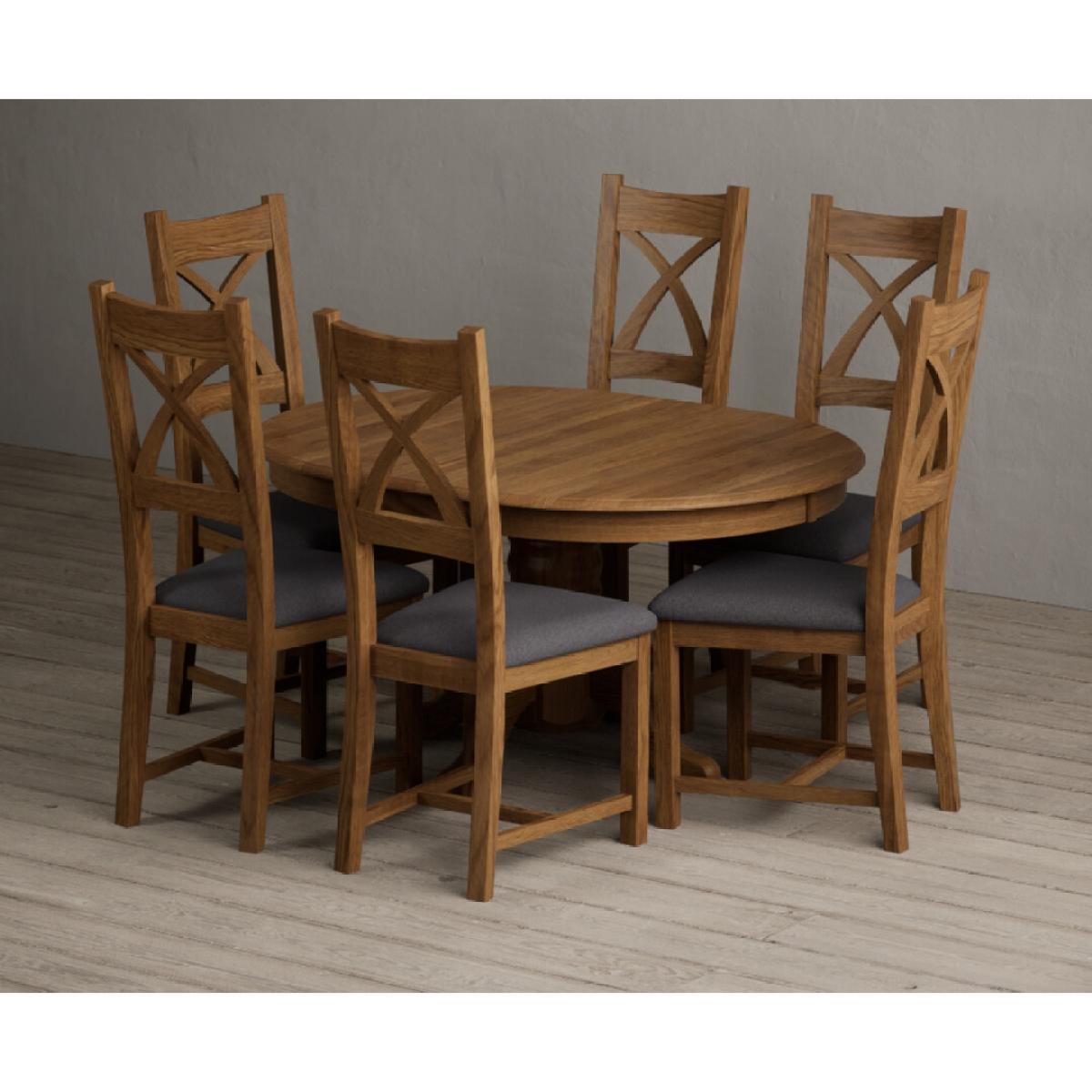Extending Hertford 100cm - 130cm Rustic Oak Pedestal Dining Table with 4 Rustic Oak Rustic Solid Oak Chairs – image 28