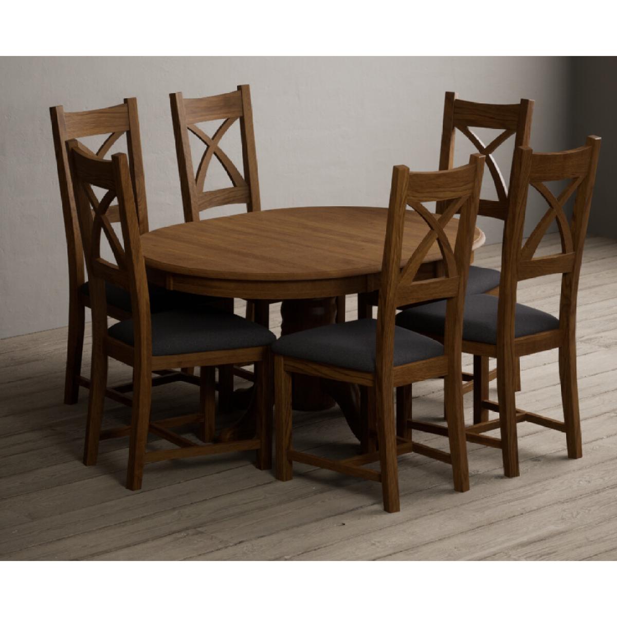 Extending Hertford 100cm - 130cm Rustic Oak Pedestal Dining Table with 4 Rustic Oak Rustic Solid Oak Chairs – image 30