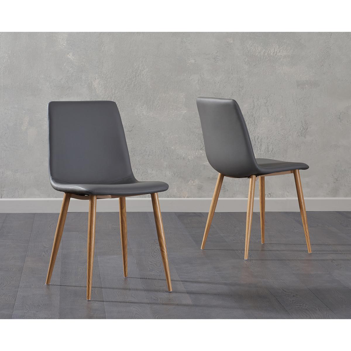 York 70cm Solid Oak Extending Dining Table With 2 Grey Astrid Faux Leather Chairs – image 2
