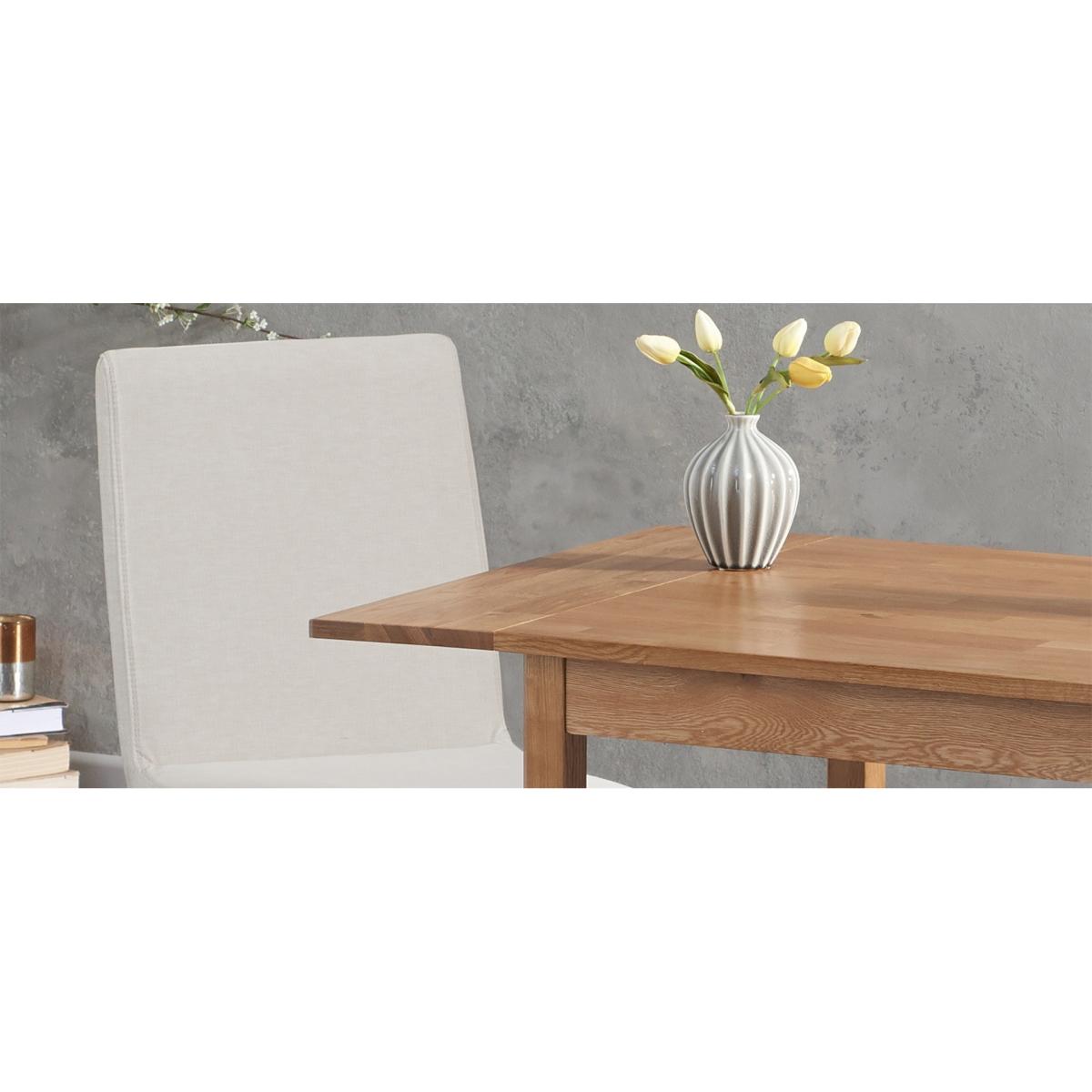 York 70cm Solid Oak Extending Dining Table With 2 Grey Astrid Faux Leather Chairs – image 6