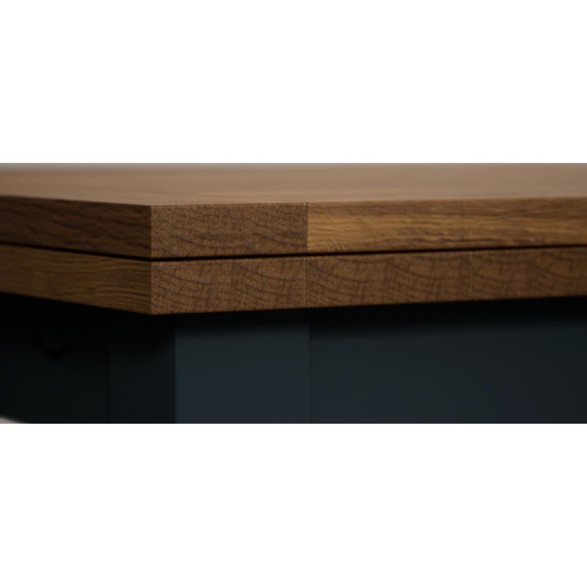Hampshire 140cm Oak and Dark Blue Extending Dining Table With 6 Charcoal Grey Flow Back Chairs – image 15