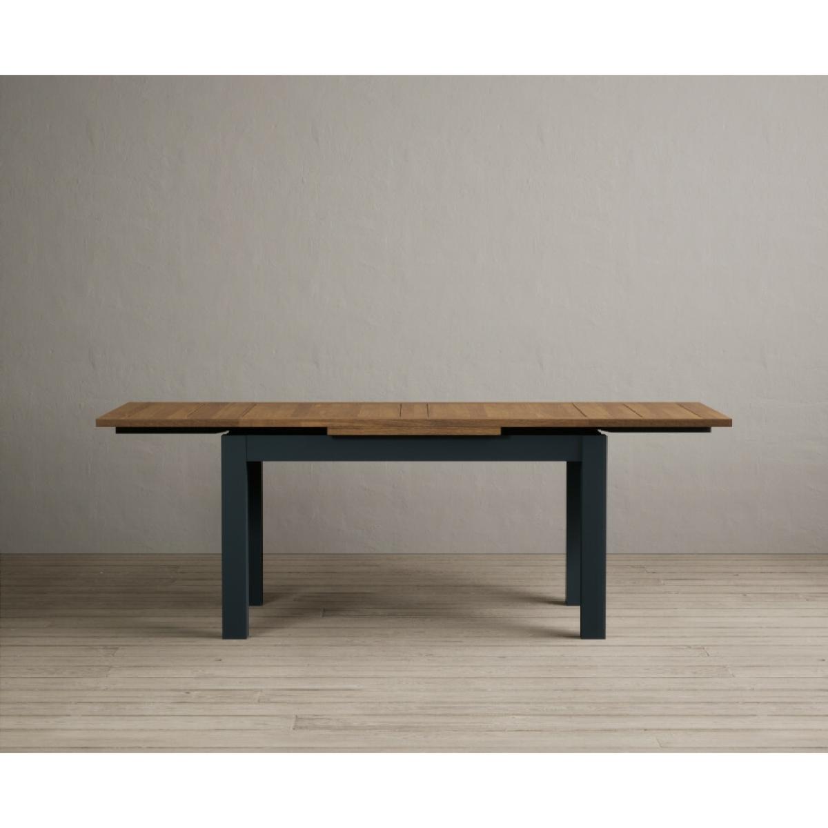 Hampshire 140cm Oak and Dark Blue Extending Dining Table With 6 Charcoal Grey Flow Back Chairs – image 18