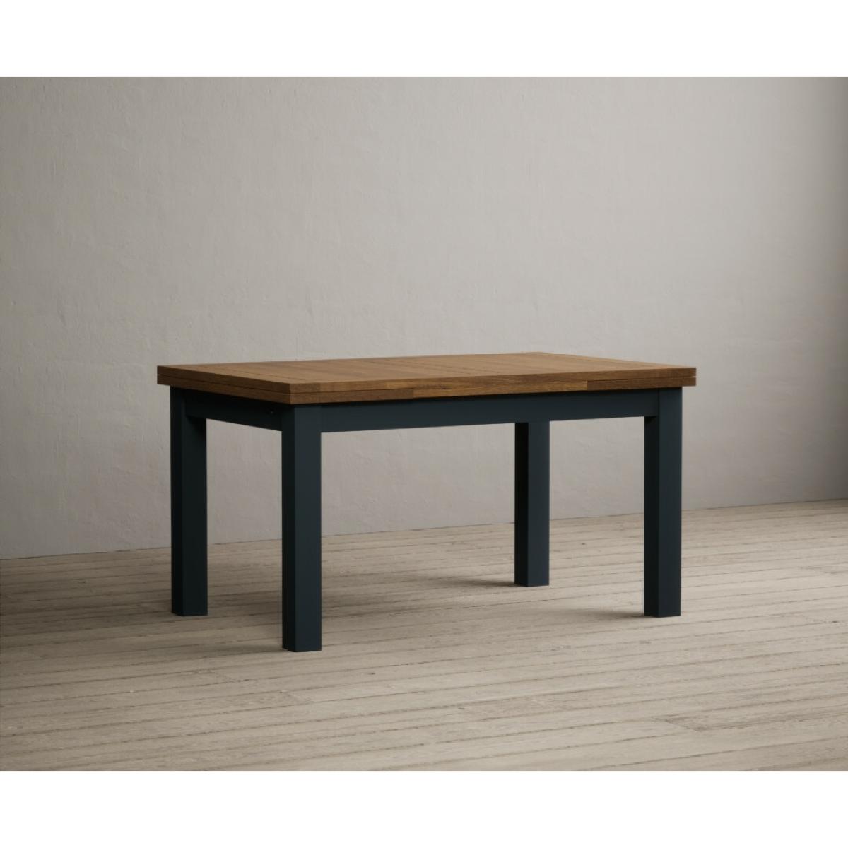 Hampshire 140cm Oak and Dark Blue Extending Dining Table With 6 Charcoal Grey Flow Back Chairs – image 19