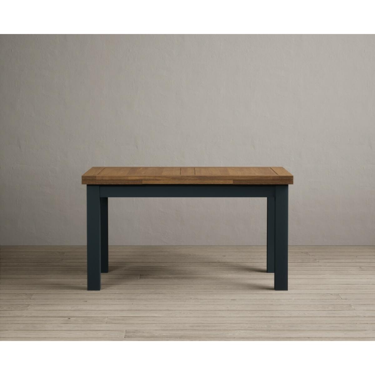 Hampshire 140cm Oak and Dark Blue Extending Dining Table With 6 Charcoal Grey Flow Back Chairs – image 21