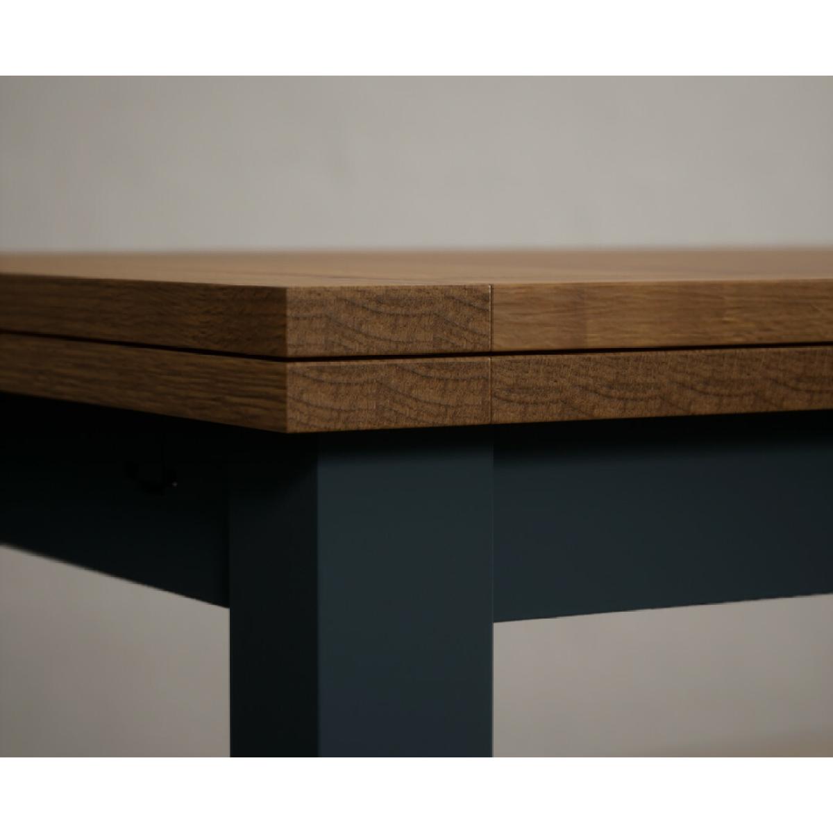Hampshire 140cm Oak and Dark Blue Extending Dining Table With 6 Charcoal Grey Flow Back Chairs – image 24