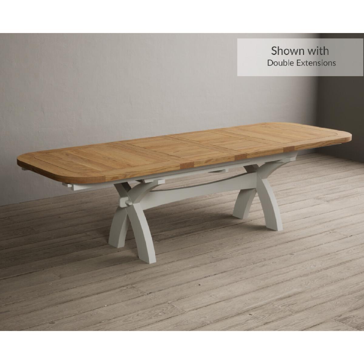Atlas 180cm Oak and Chalk White Extending Dining Table With 10 Grey Scroll Back Chairs – image 15