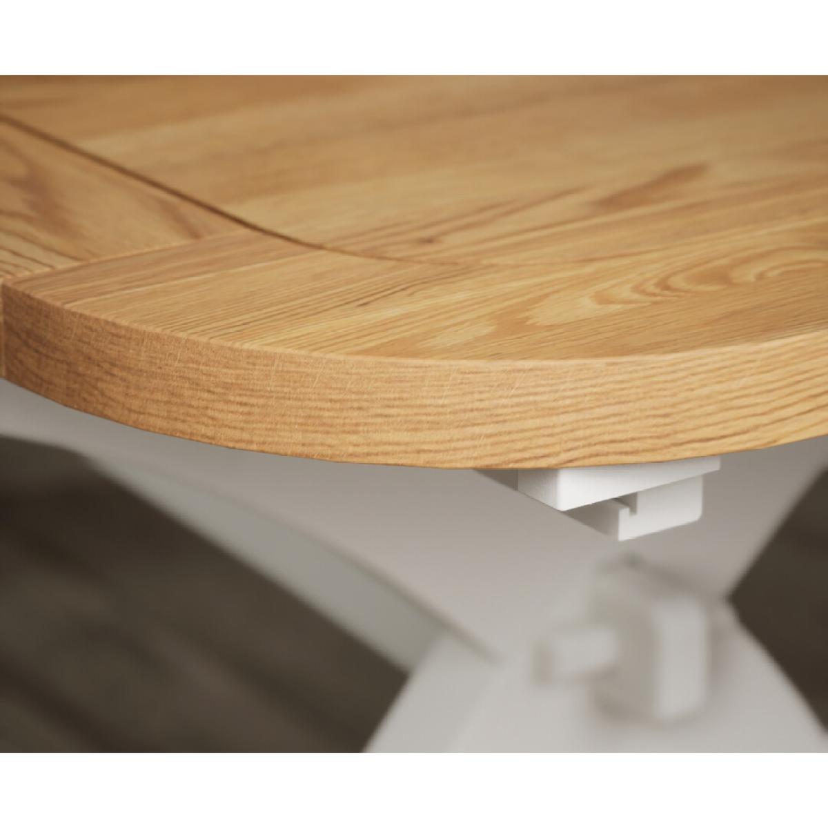 Atlas 180cm Oak and Chalk White Extending Dining Table With 10 Grey Scroll Back Chairs – image 19