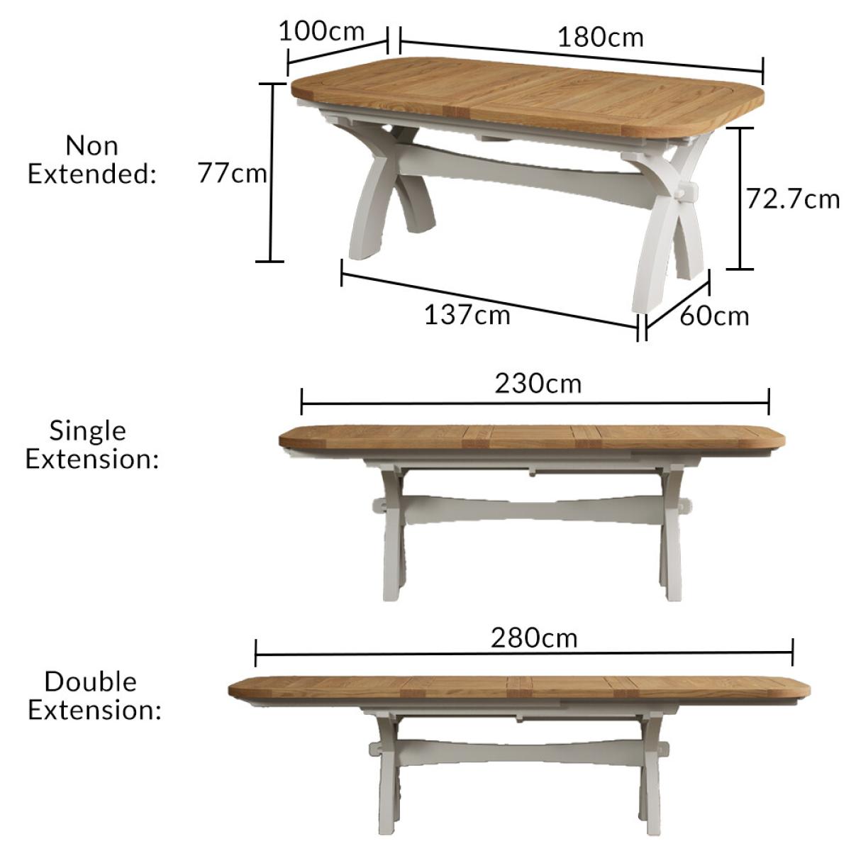 Atlas 180cm Oak and Chalk White Extending Dining Table With 10 Grey Scroll Back Chairs – image 23