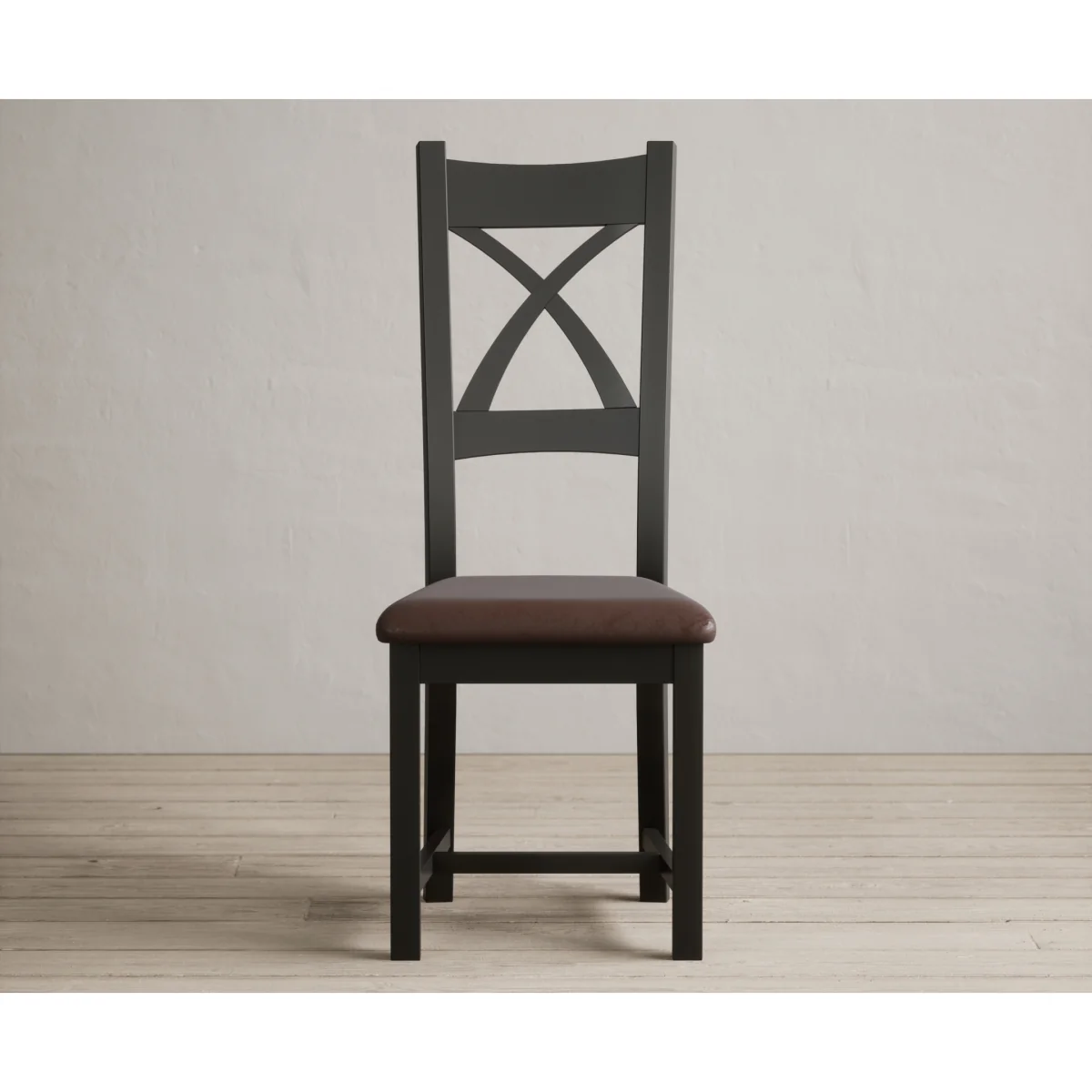 Extending Olympia 180cm Oak and Black Painted Dining Table with 10 Brown Painted Chairs – image 8