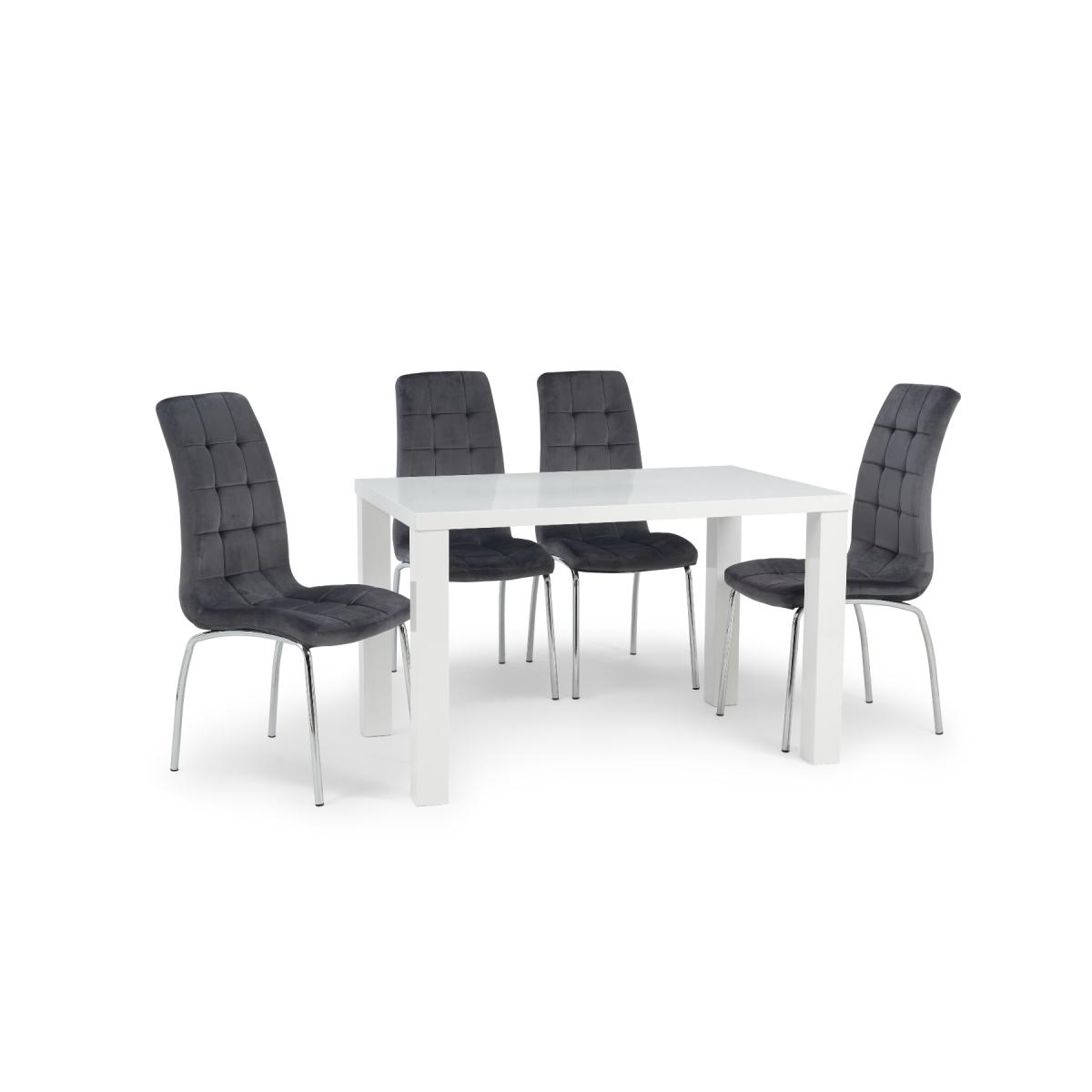 Seattle 120cm White High Gloss Table with 6 Grey Enzo Velvet Chairs – image 11