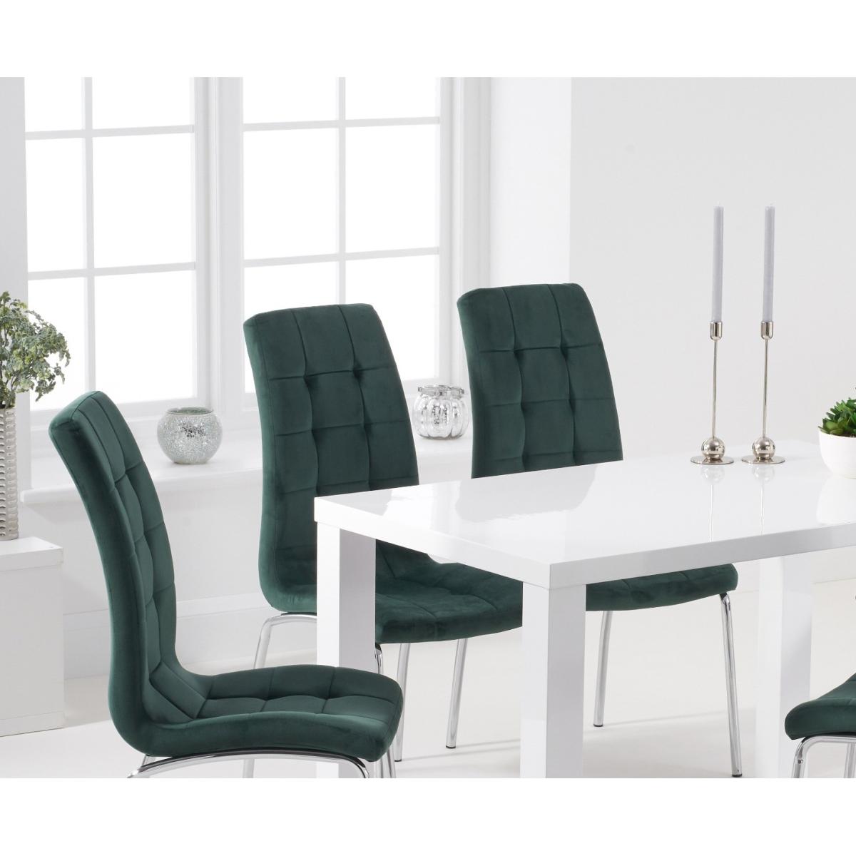Seattle 120cm White High Gloss Table with 6 Grey Enzo Velvet Chairs – image 4