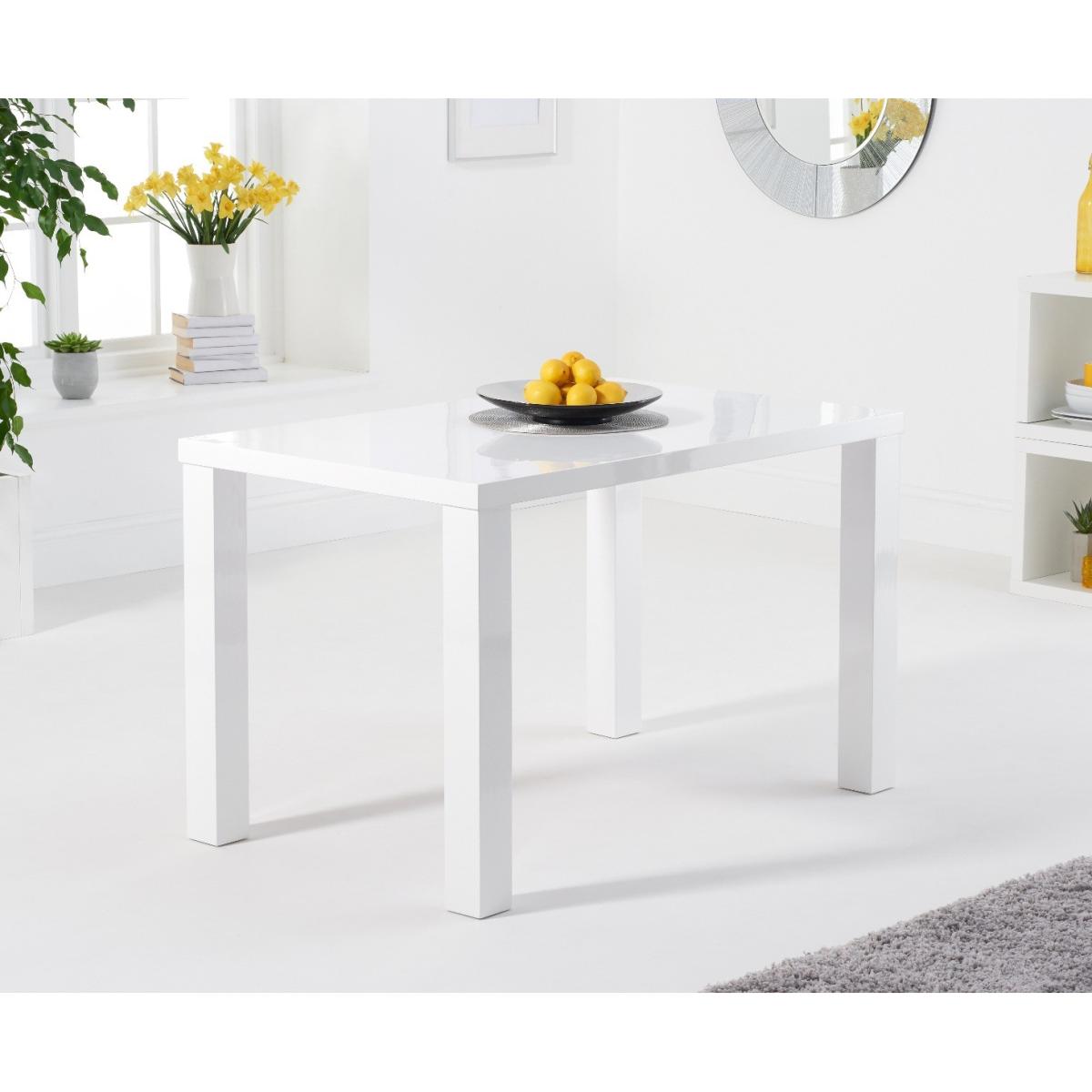 Seattle 120cm White High Gloss Table with 6 Grey Enzo Velvet Chairs – image 5
