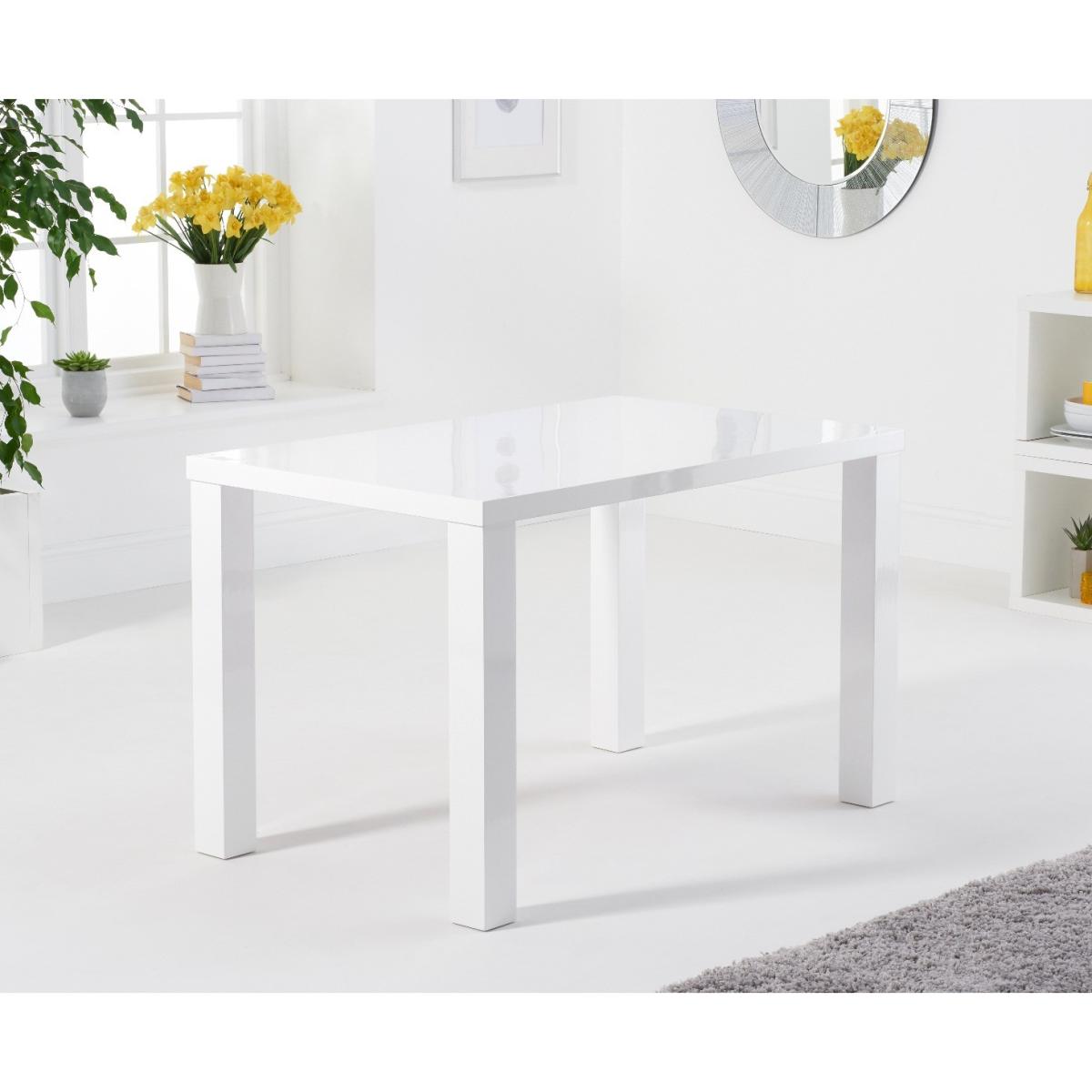 Seattle 120cm White High Gloss Table with 6 Grey Enzo Velvet Chairs – image 6