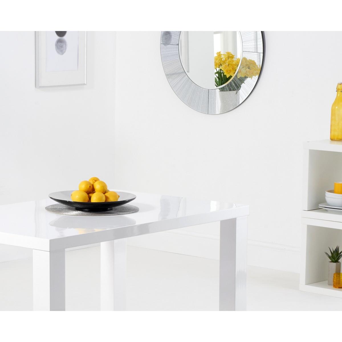 Seattle 120cm White High Gloss Table with 6 Grey Enzo Velvet Chairs – image 7